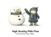 Happy Kids and Snowmen Winter Clipart Bundle