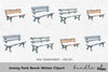 Snowy Park Bench Winter Clipart Bundle