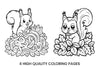 Cute Squirrels Autumn Coloring Books