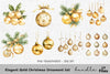 Golden Christmas Ornaments Holly Clipart Bundle