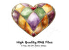 Jeweled Stained Glass Heart Clipart Bundle