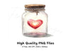 Glowing Heart in Jar Clipart Bundle
