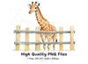Cute Giraffe Peeking Over Fence Clipart Bundle
