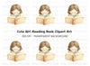 Cute Girl Reading Book Clipart Bundle