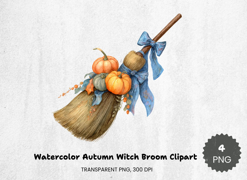 Autumn Witch Broom Clipart Bundle - CraftNest - Digital Crafting and Art