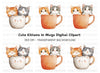 Cute Kittens in Mugs Clipart Bundle