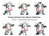 Funny Cartoon Cow Faces Clipart Bundle