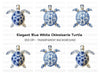 Blue White Chinoiserie Sea Turtle Clipart Bundle