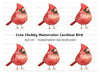 Cute Cardinal Bird Clipart Bundle