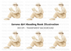 Girl Reading Book Illustration Clipart Bundle