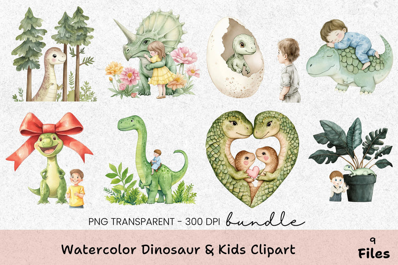 Dinosaur & Kids Clipart Bundle - CraftNest - Digital Crafting and Art