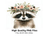 Cute Raccoon Flower Crown Clipart Bundle