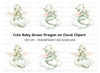 Cute Baby Dragon on Clouds Clipart Bundle