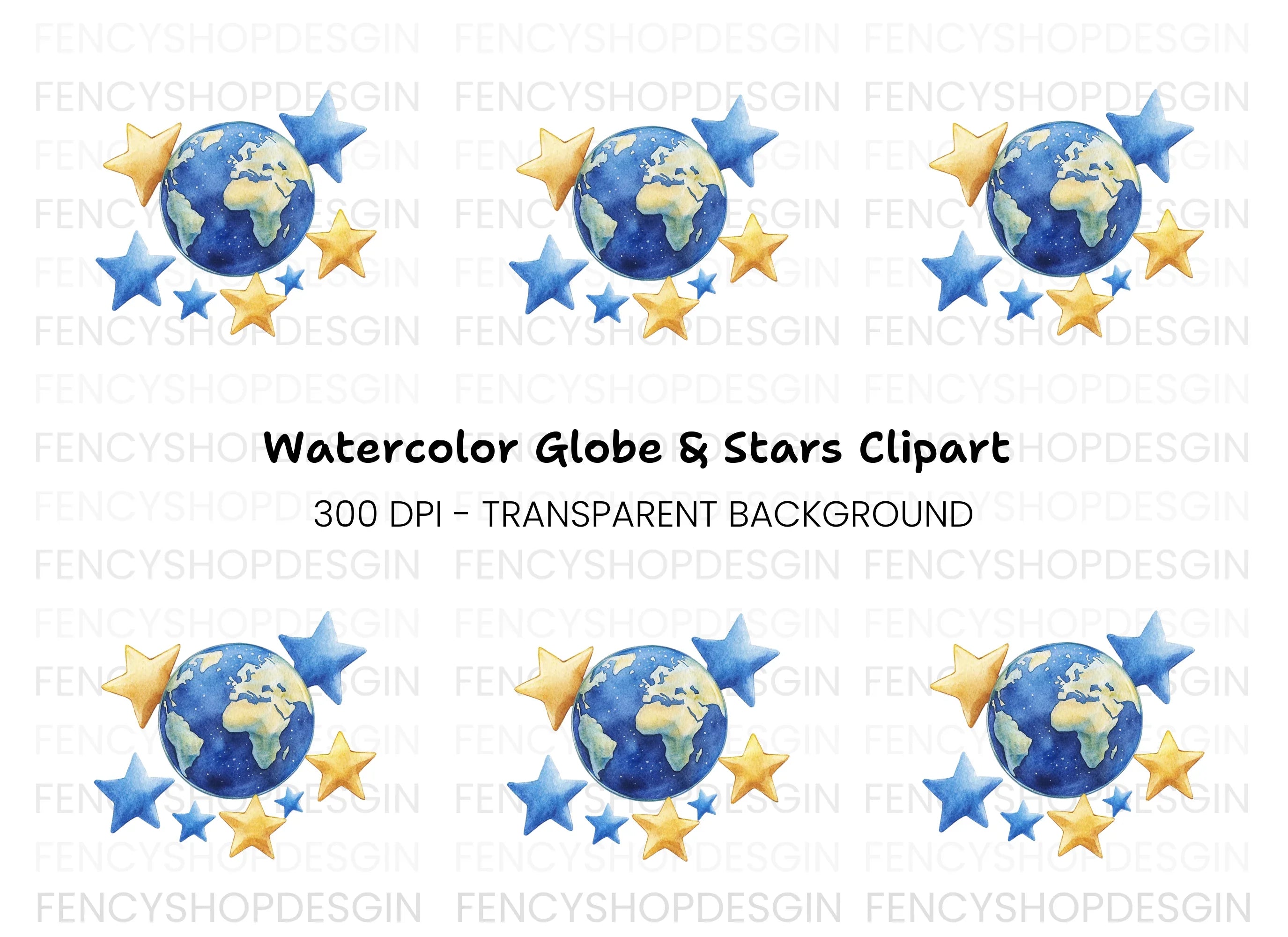 Earth and Stars Clipart Bundle