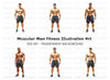 Muscular Men Fitness Clipart Bundle