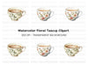 Elegant Floral Teacup Clipart Bundle