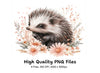 Charming Hedgehog with Flowers Clipart Bundle