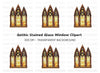 Gothic Stained Glass Window Clipart Bundle