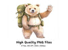 Happy Bear Hiker Waving Clipart Bundle
