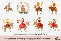 Holiday Fairy & Reindeer Clipart Bundle - CraftNest - Digital Crafting and Art
