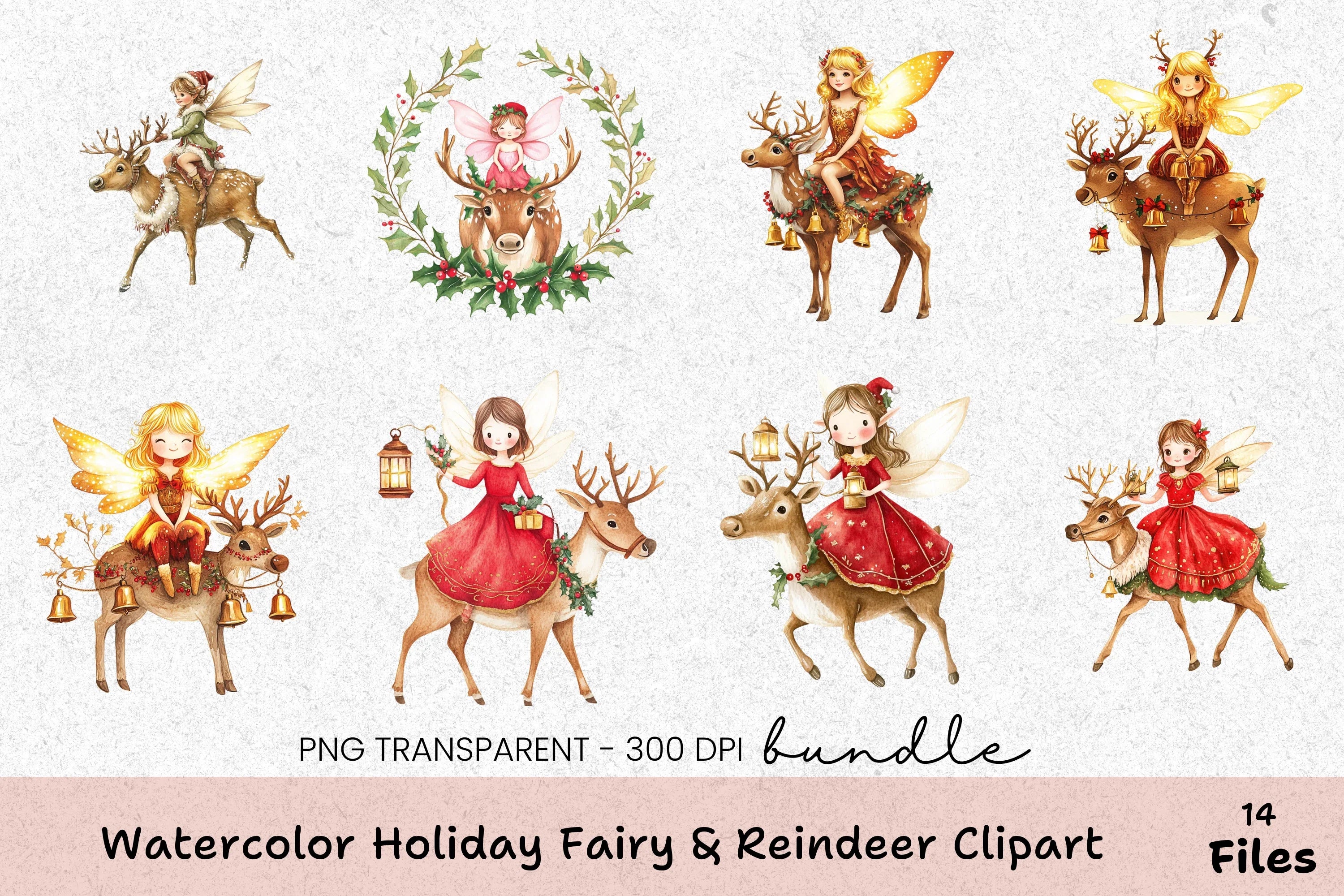 Holiday Fairy & Reindeer Clipart Bundle - CraftNest - Digital Crafting and Art