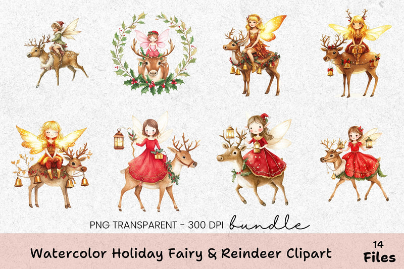 Holiday Fairy & Reindeer Clipart Bundle - CraftNest - Digital Crafting and Art