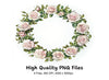 Pink Rose Floral Wreaths Clipart Bundle
