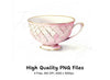Pink Diamond Pattern Teacup Clipart Bundle
