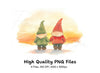 Cute Gnome Couple Walking Clipart Bundle
