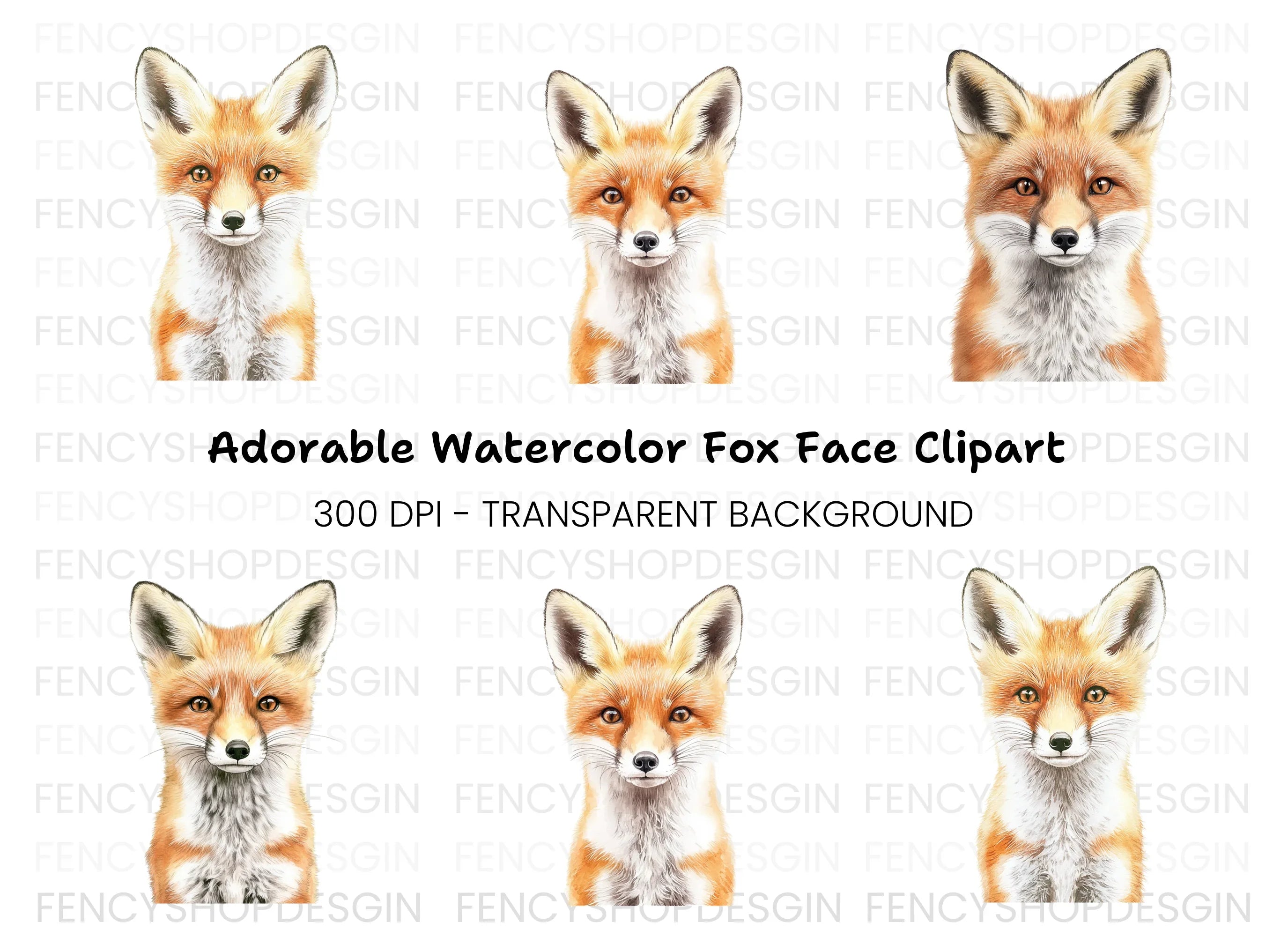 Adorable Fox Faces Clipart Bundle