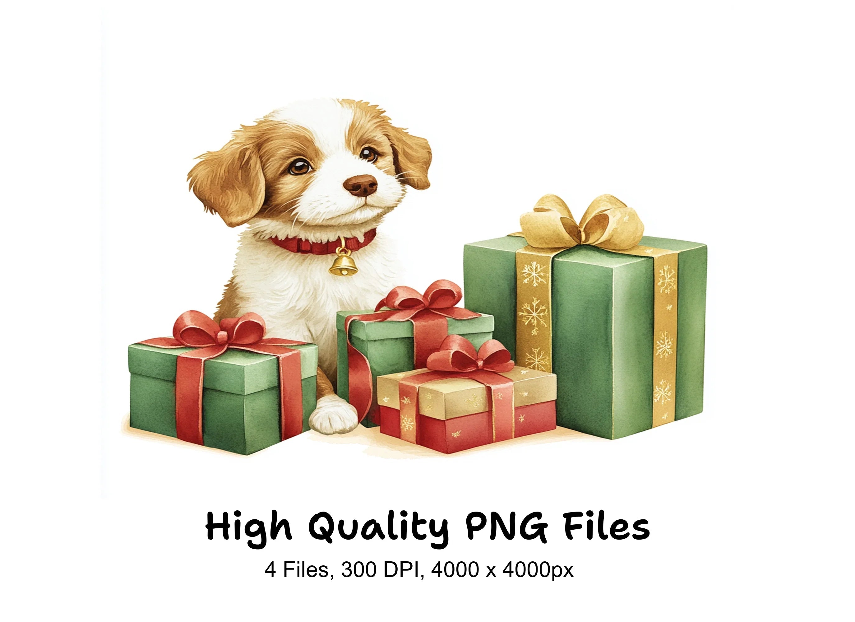 Sweet Puppies with Christmas Gifts Clipart Bundle