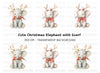 Cute Baby Elephant Christmas Clipart Bundle