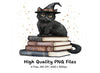 Black Cat Witchy Book Clipart Bundle