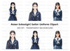 Japanese School Girl Uniform Clipart Bundle