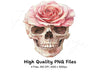 Skulls with Pink Roses Clipart Bundle