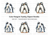 Cute Penguin Family Clipart Bundle
