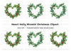 Heart Shaped Holly Wreath Clipart Bundle