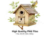 Birdhouse with Singing Bird Clipart Bundle
