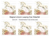 Magical Unicorn Jumping Over Stream Clipart Bundle