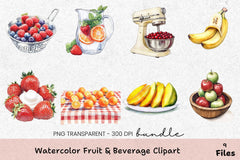 Fruit & Beverage Clipart Bundle - CraftNest - Digital Crafting and Art