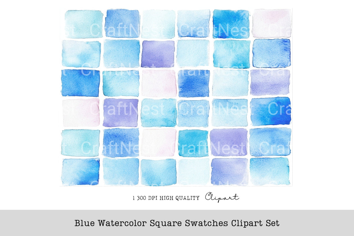 Blue Square Swatches Clipart Bundle