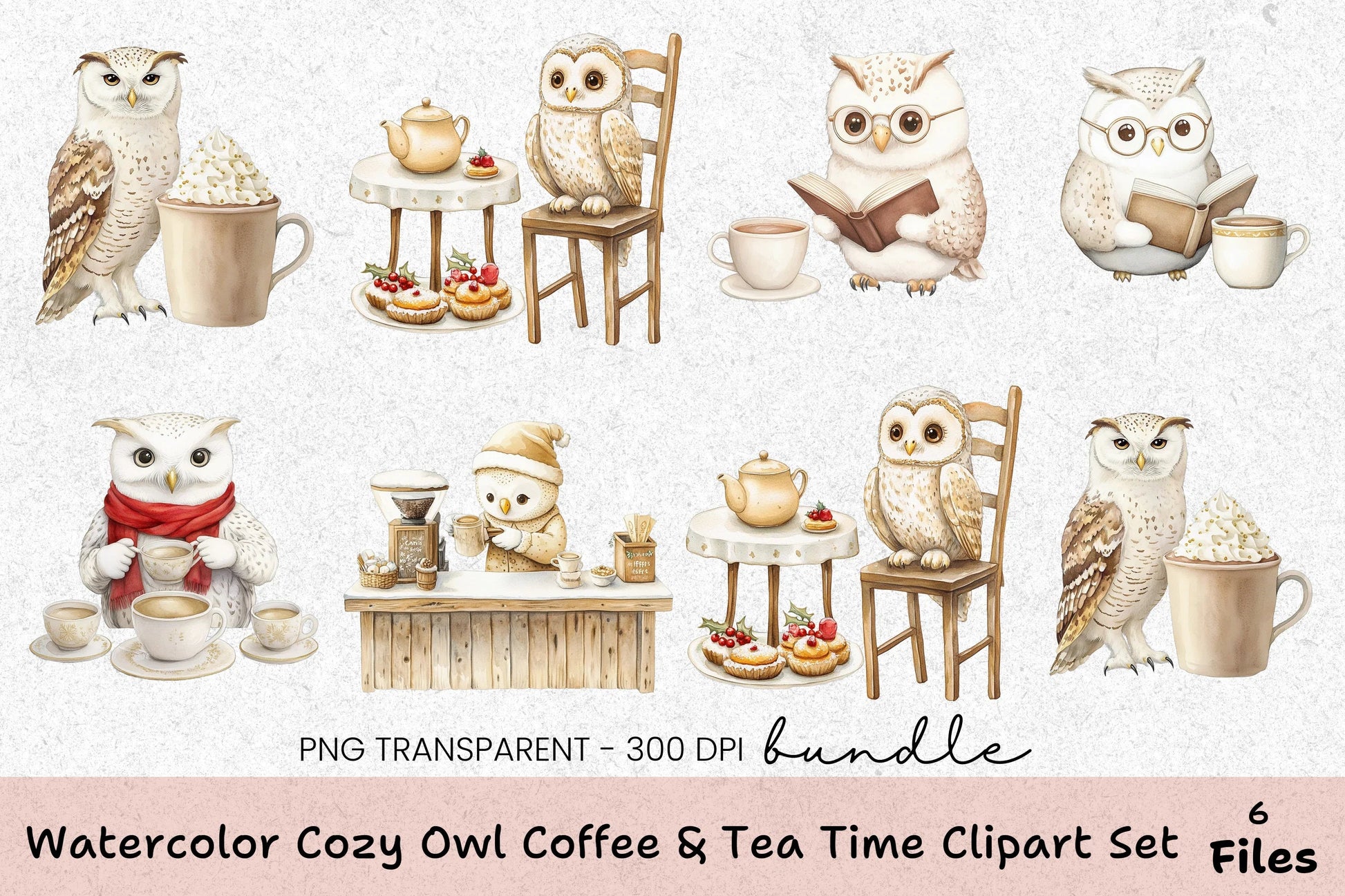 Cozy Owl Coffee & Tea Time Clipart Bundle - CraftNest - Digital Crafting and Art
