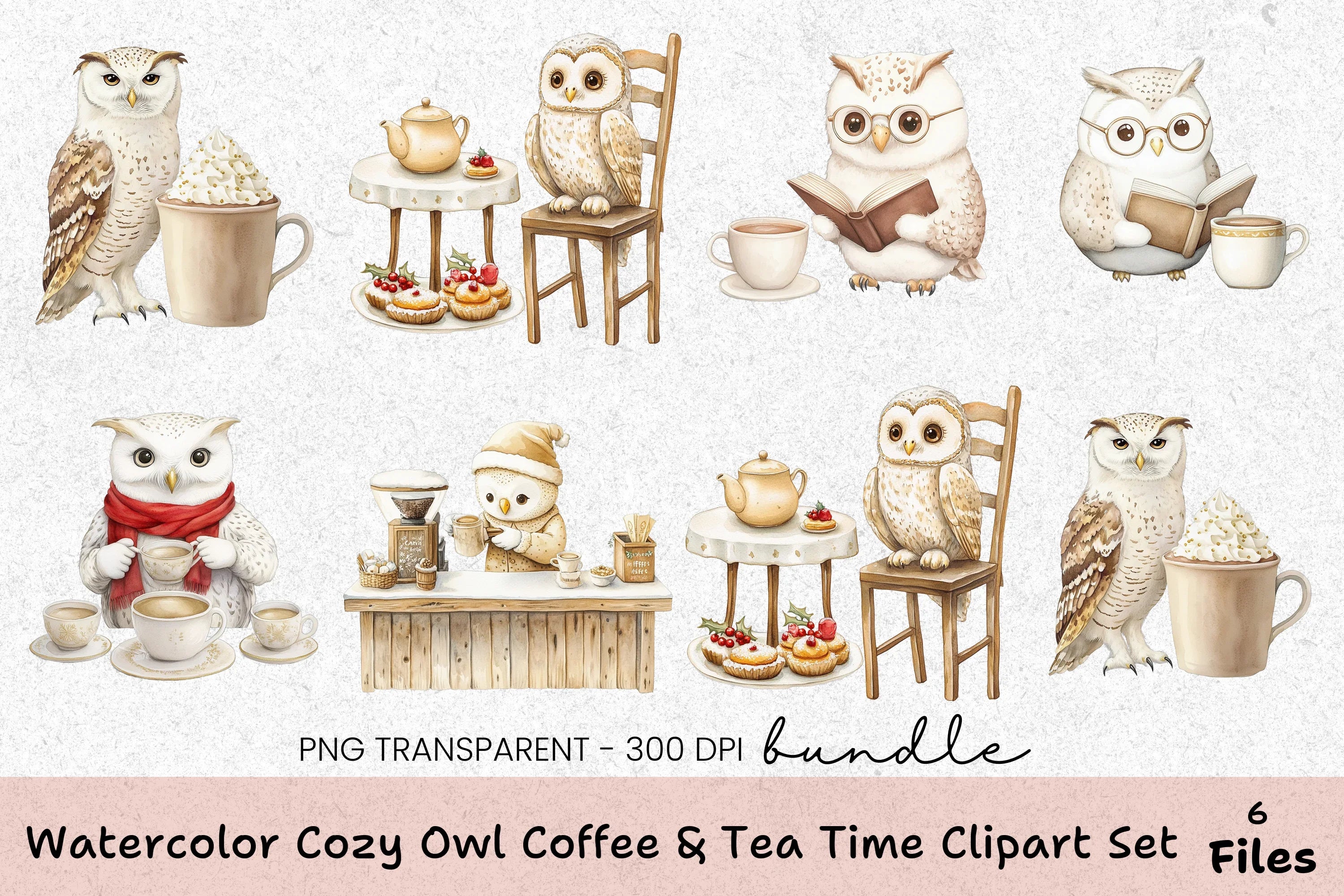 Cozy Owl Coffee & Tea Time Clipart Bundle - CraftNest - Digital Crafting and Art