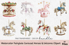 Fairytale Carousel Horses & Unicorns Clipart Bundle