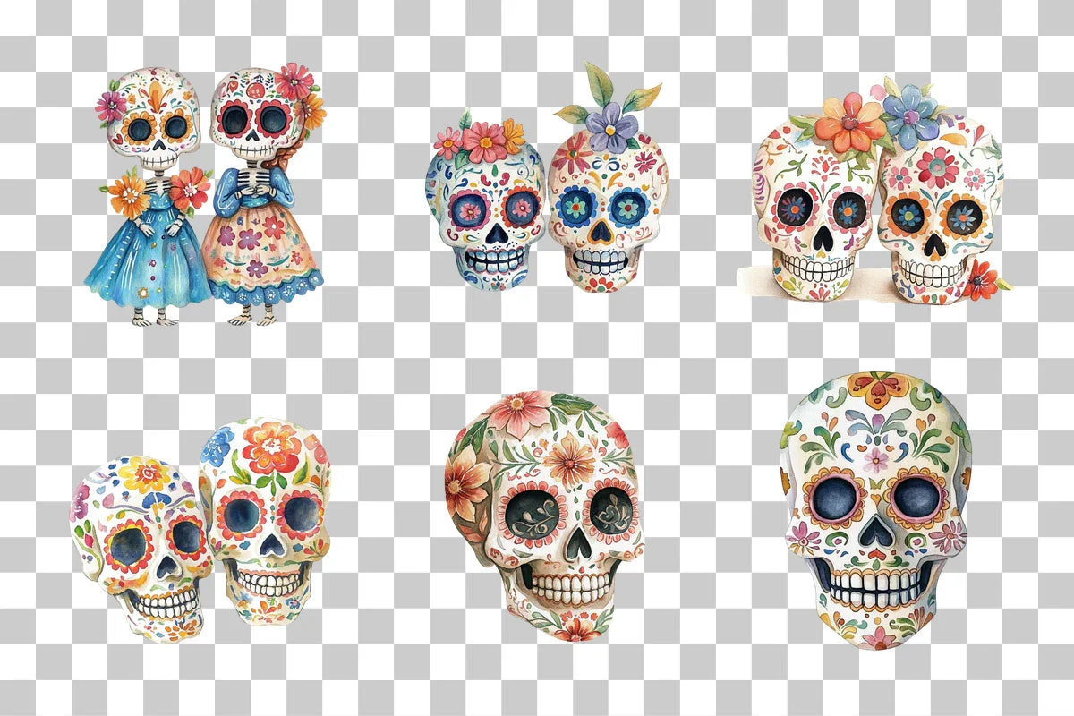 Day of the Dead Sugar Skulls Clipart Bundle - CraftNest - Digital Crafting and Art