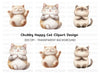 Chubby Happy Cat Clipart Bundle