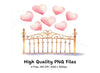 Golden Headboard with Pink Hearts Clipart Bundle