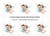 Embracing Angels with Doves Clipart Bundle