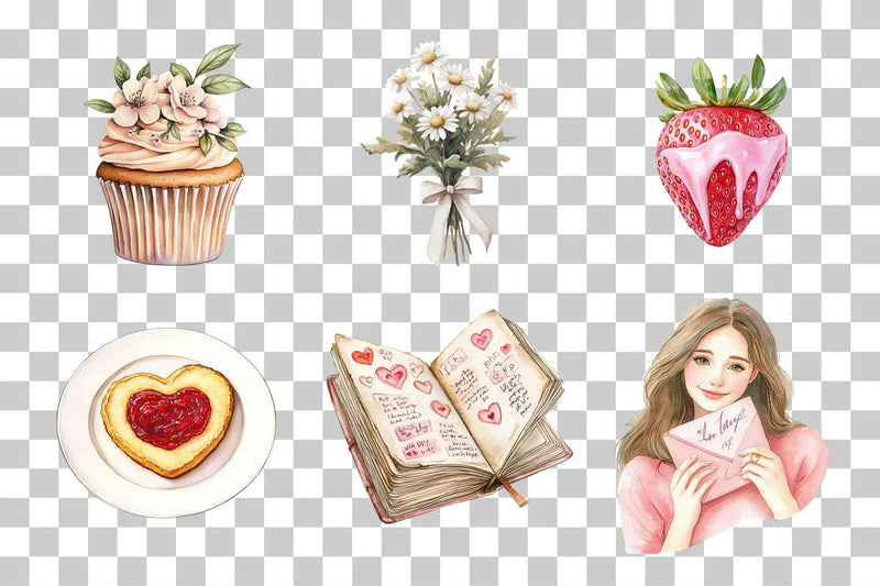 Valentine’s Day Watercolor Clipart Bundle - CraftNest - Digital Crafting and Art