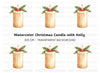 Christmas Candle with Holly Clipart Bundle